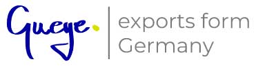 Logo Bildmarke Gueye exports from Germany - Darstellung der Firma mittels Wort/Bildmarke Gueye